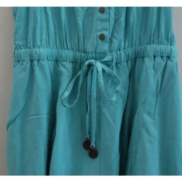 Tigerlily Women's Sz 4 Aqua Blue Sleeveless Relaxed Fit 1/2 Button Romper - Picture 3 of 10